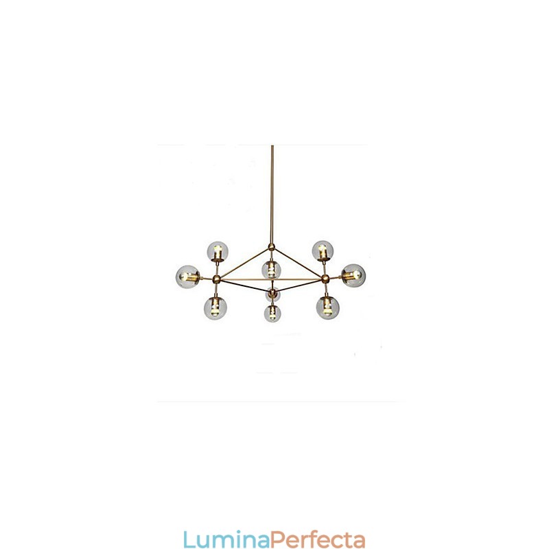 Candelabru Golden Beans 10 Lumini cu Abajur din Sticlă