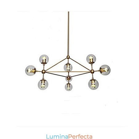 Candelabru Golden Beans 10 Lumini cu Abajur din Sticlă Candelabru Golden Beans 10 Lumini cu Abajur din Sticlă