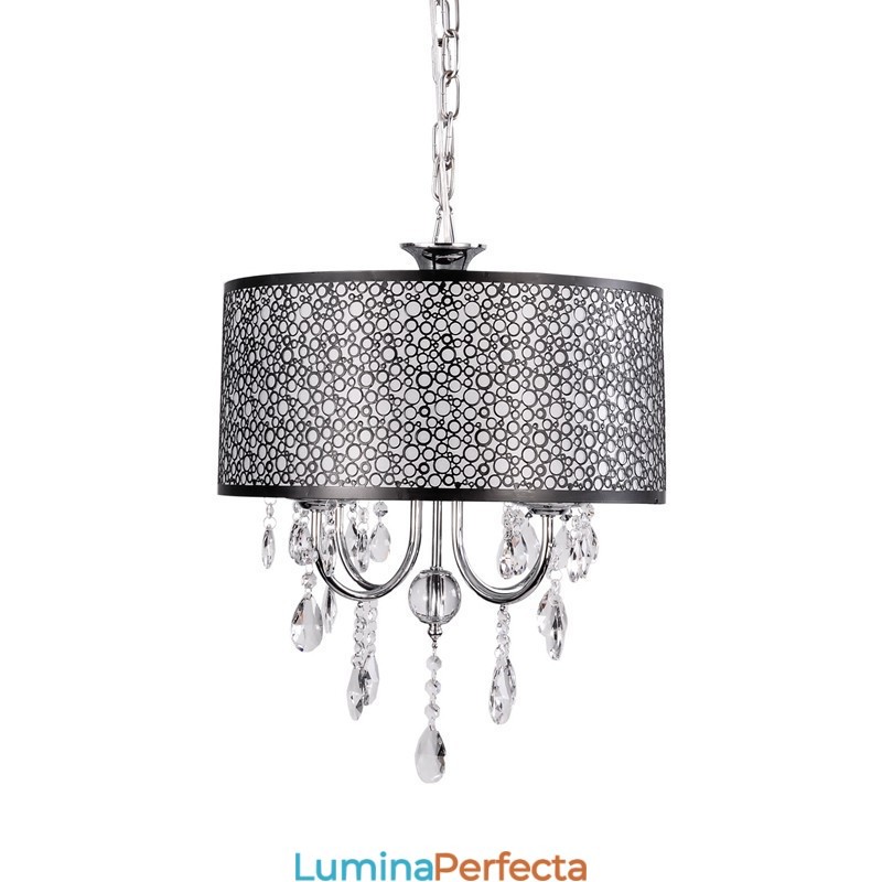 Candelabru tradițional din metal cromat din cristal