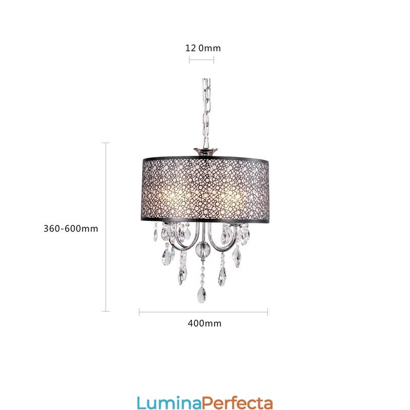 Candelabru tradițional din metal cromat din cristal