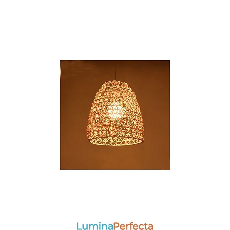 Abajur de grădină retro rotund din ratan