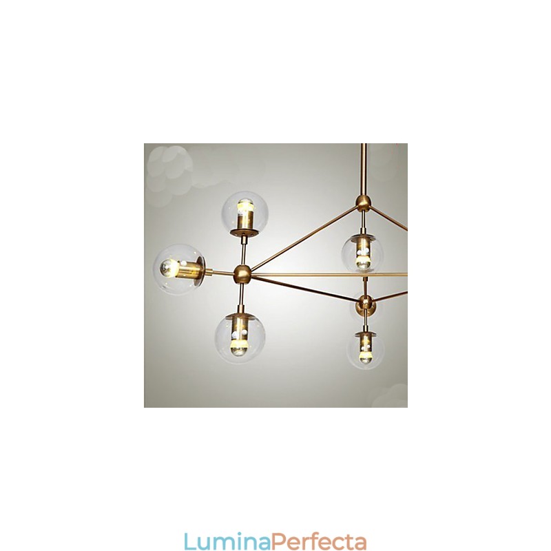 Candelabru Golden Beans 10 Lumini cu Abajur din Sticlă