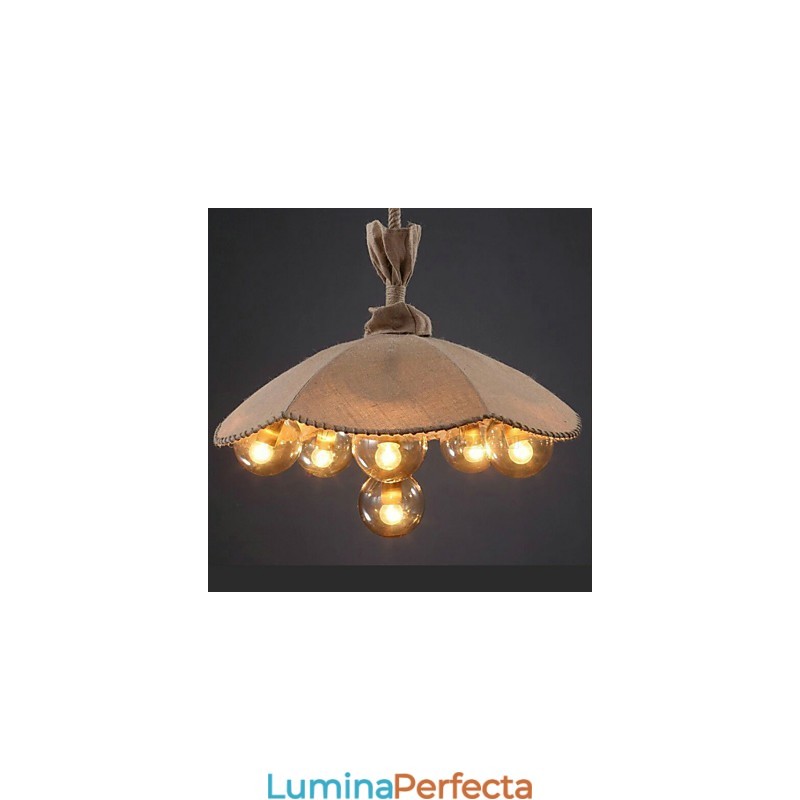 Candelabru din metal cu pictură de țară