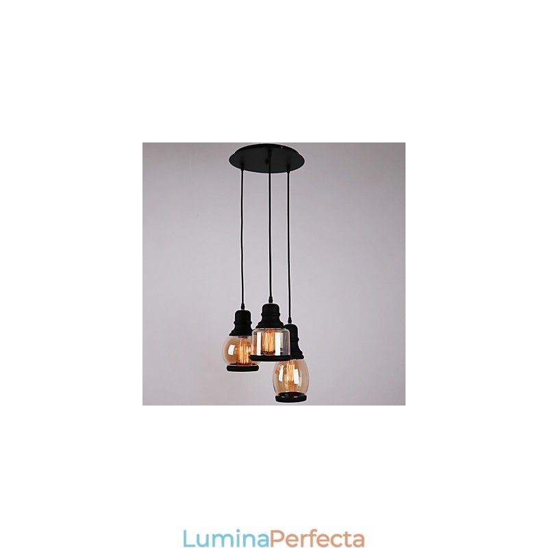 Abajur din sticlă antică 3 lumini pandantiv artistic minimalist