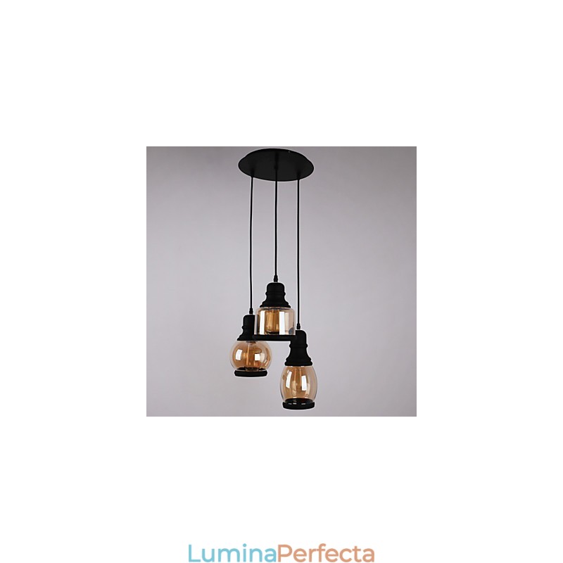 Abajur din sticlă antică 3 lumini pandantiv artistic minimalist