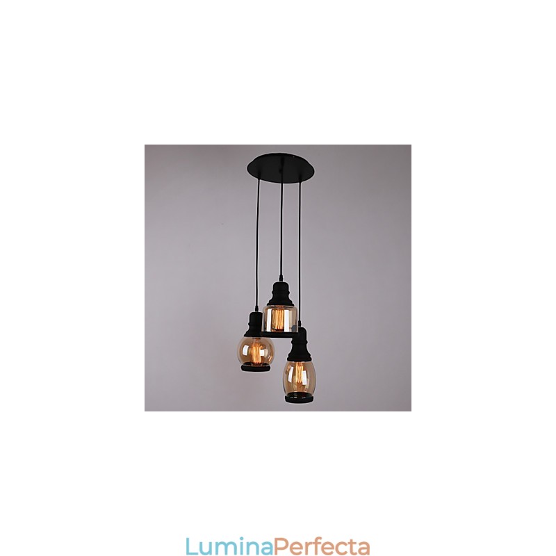 Abajur din sticlă antică 3 lumini pandantiv artistic minimalist