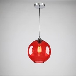 Lampă suspendată modernă din sticlă cu design rotund cu bule roșii