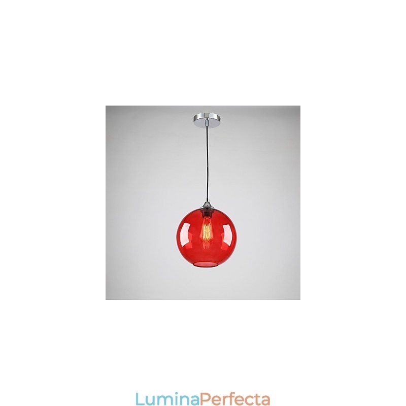 Lampă suspendată modernă din sticlă cu design rotund cu bule roșii