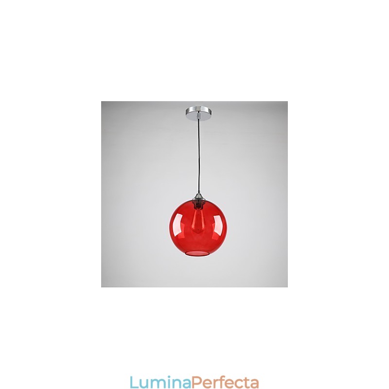 Lampă suspendată modernă din sticlă cu design rotund cu bule roșii