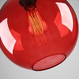 Lampă suspendată modernă din sticlă cu design rotund cu bule roșii