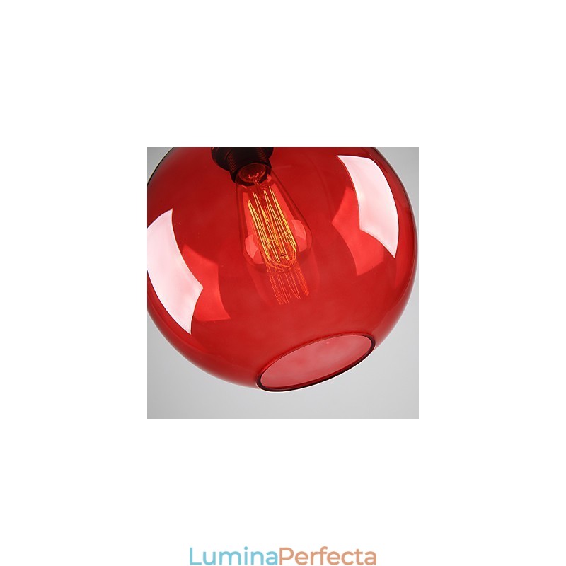 Lampă suspendată modernă din sticlă cu design rotund cu bule roșii