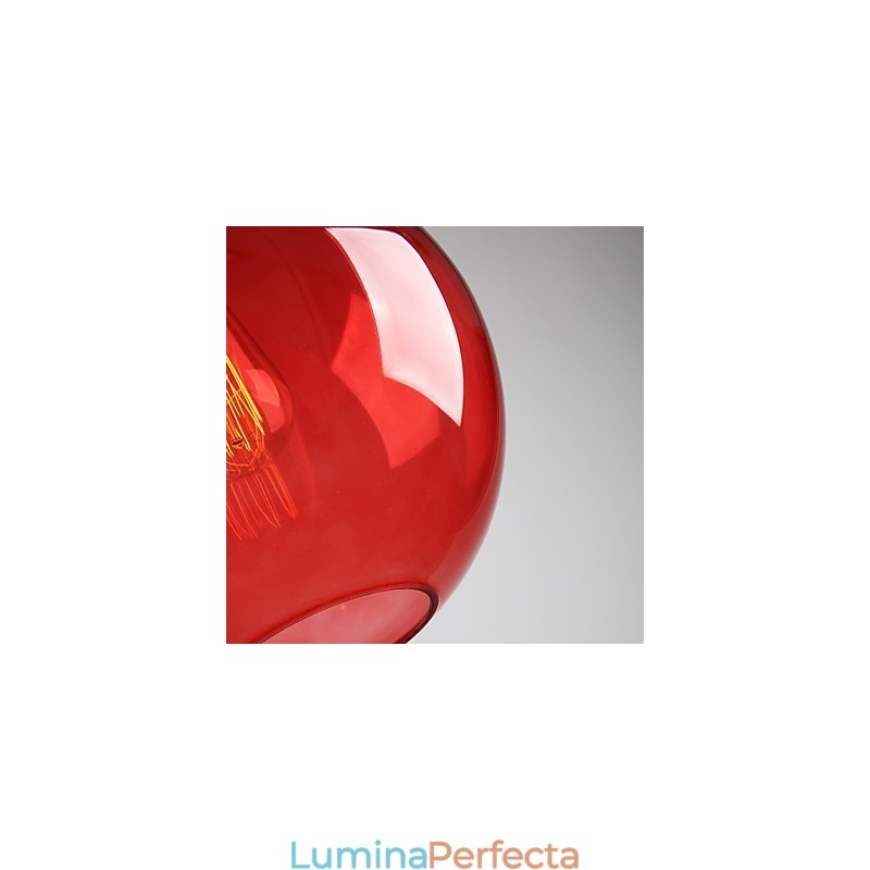 Lampă suspendată modernă din sticlă cu design rotund cu bule roșii