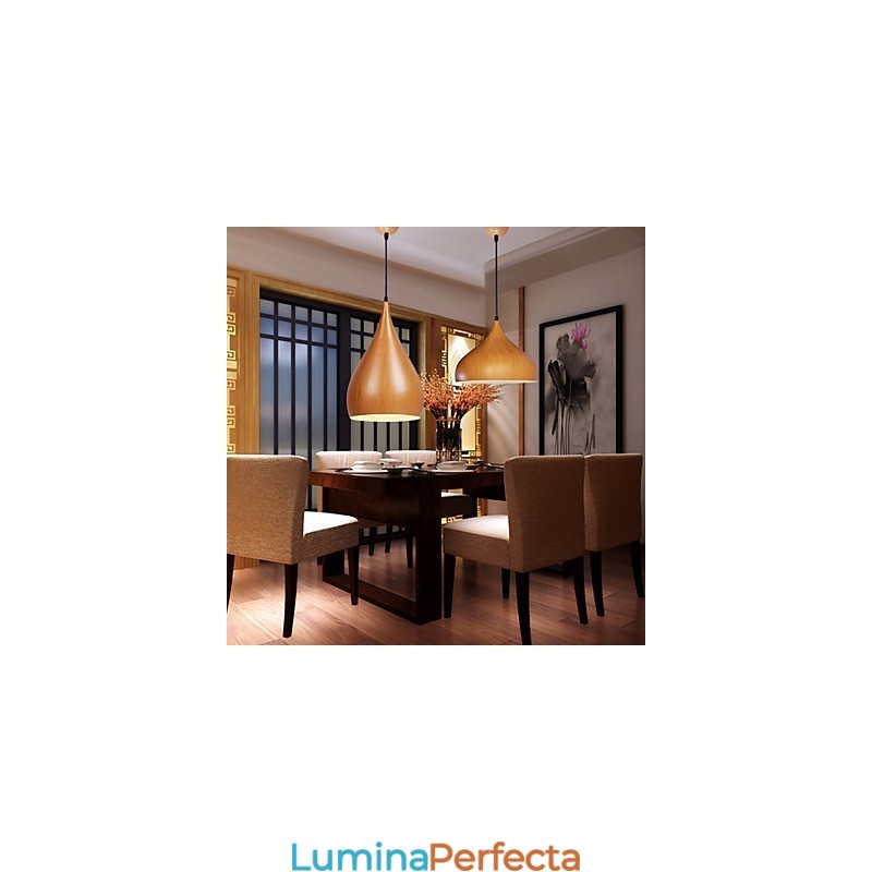 Lampă de suspendare retro Lămpi de pandantiv Cafe din metal din lemn