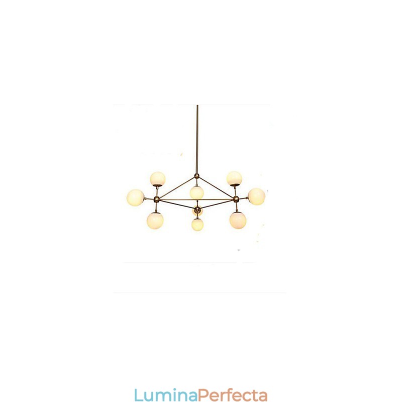 Candelabru Golden Beans 10 Lumini cu Abajur din Sticlă