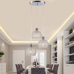 Lampă suspendată din cristal, modernă și contemporană, cu 3 capete