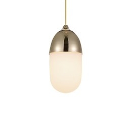 Lampă suspendată Mini Acorn, 1 lumină Modern Simplicity, crom auriu, finisaj din lemn, oțel carbon și sticlă