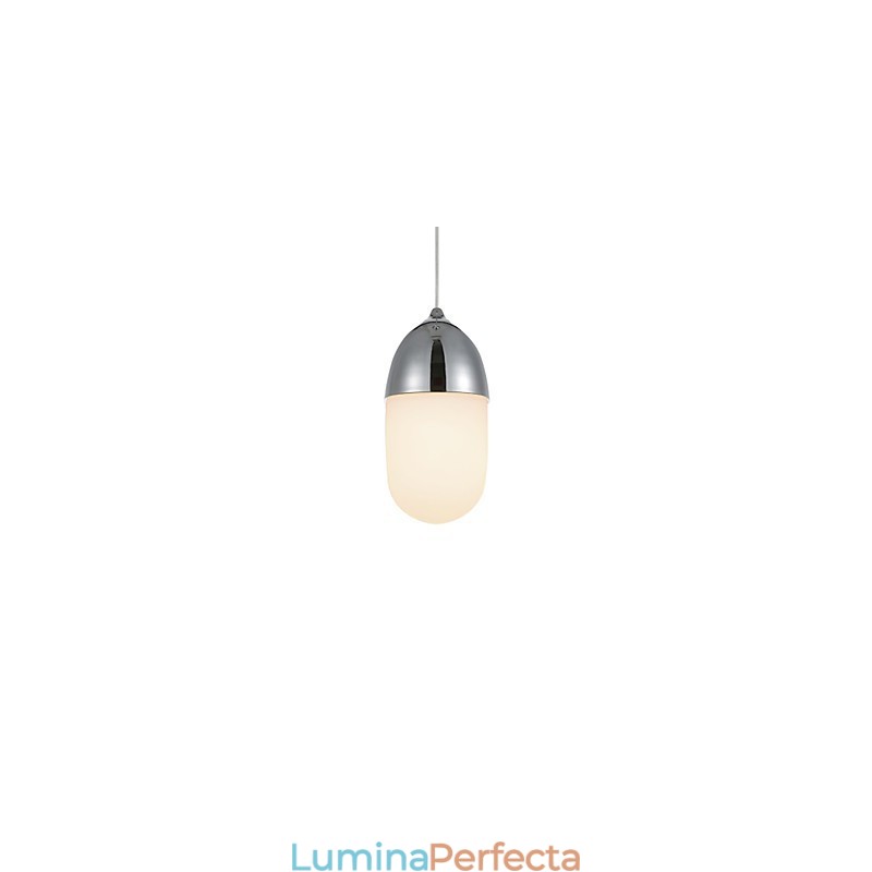 Lampă suspendată Mini Acorn, 1 lumină Modern Simplicity, crom auriu, finisaj din lemn, oțel carbon și sticlă