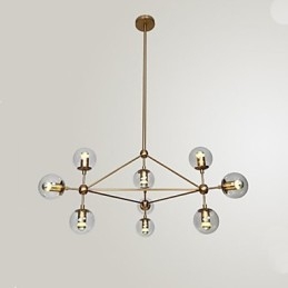 Candelabru Golden Beans 10 Lumini cu Abajur din Sticlă