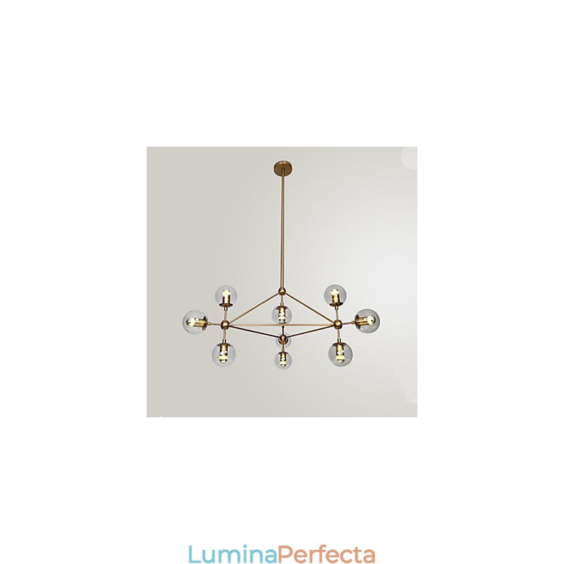 Candelabru Golden Beans 10 Lumini cu Abajur din Sticlă