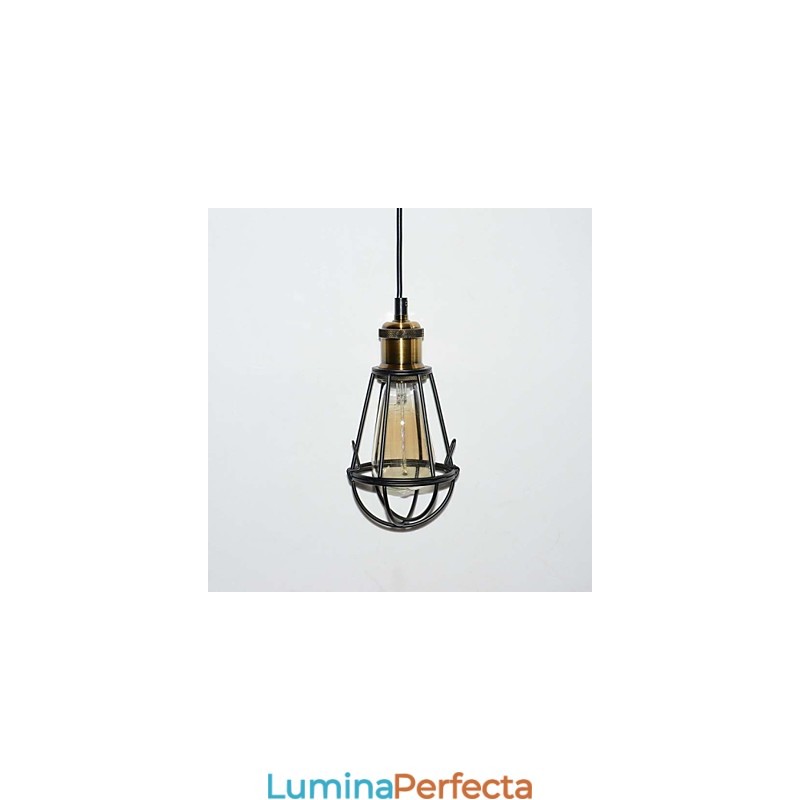 Lampă LOFT Lampă de epocă suspendată Edison Lumină Negru Fier Metal Cușcă Abajur Stil Depozit Corp de iluminat