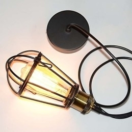Lampă LOFT Lampă de epocă suspendată Edison Lumină Negru Fier Metal Cușcă Abajur Stil Depozit Corp de iluminat
