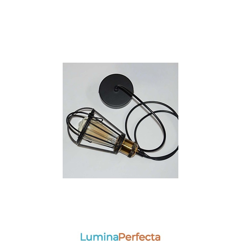 Lampă LOFT Lampă de epocă suspendată Edison Lumină Negru Fier Metal Cușcă Abajur Stil Depozit Corp de iluminat