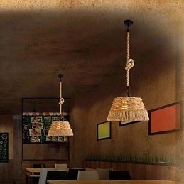 Loft Industrial Wind Creative Nordic Cânepă Funie Mese Candelabru Lampă