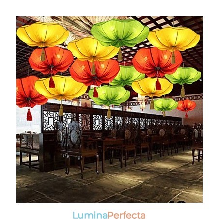 Artă din pânză Imitație romantică de lumina clasică Droplight Asia de Sud-Est Lotus Lantern Lamp Light