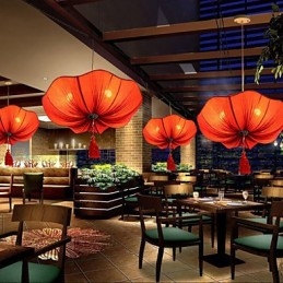 Artă din pânză Imitație romantică de lumina clasică Droplight Asia de Sud-Est Lotus Lantern Lamp Light