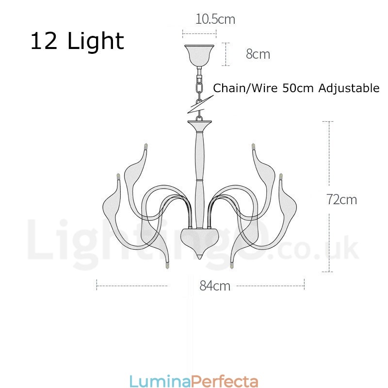 Candelabru modern Swan din metal cromat cu 12 lumini