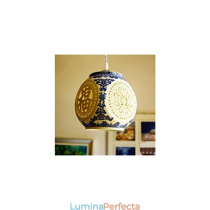 Lampă retro din ceramică Scări Albastru Candelabru cu un singur cap Creativ