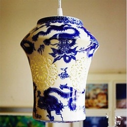 Lampă retro din ceramică Scări Albastru Candelabru cu un singur cap Creativ