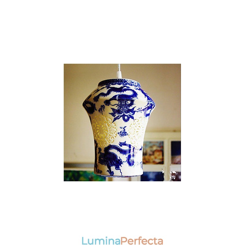 Lampă retro din ceramică Scări Albastru Candelabru cu un singur cap Creativ