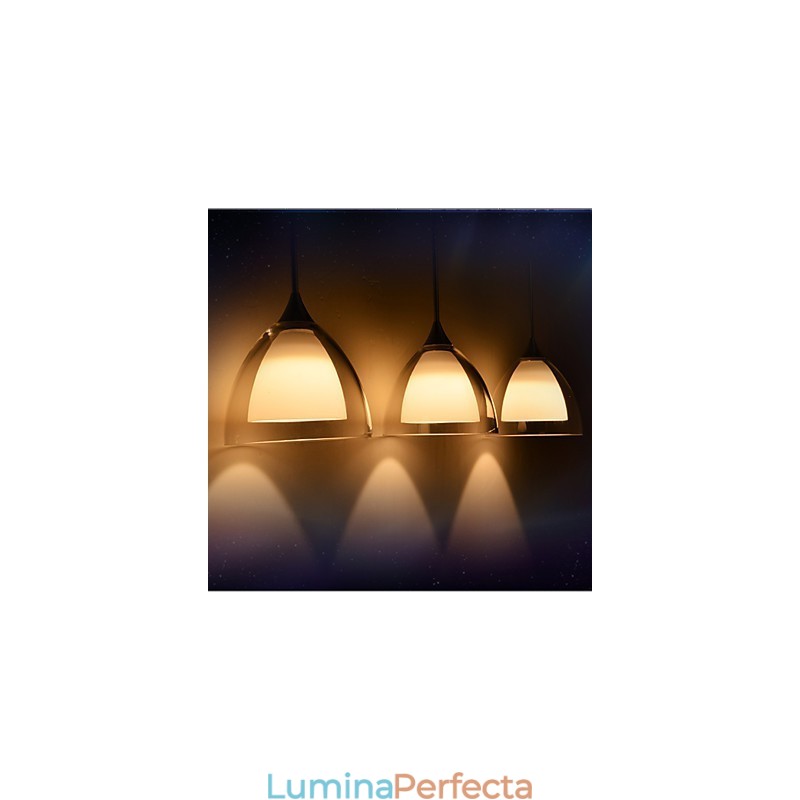 1 lumină suspendată cu două straturi, sticlă transparentă, crom lustruit