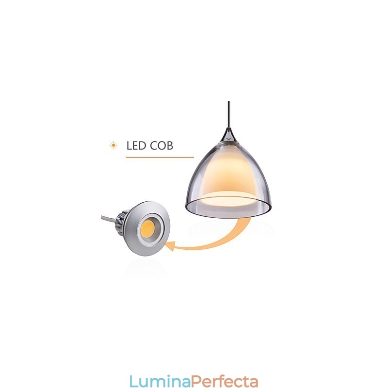 1 lumină suspendată cu două straturi, sticlă transparentă, crom lustruit