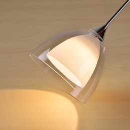 1 lumină suspendată cu două straturi, sticlă transparentă, crom lustruit