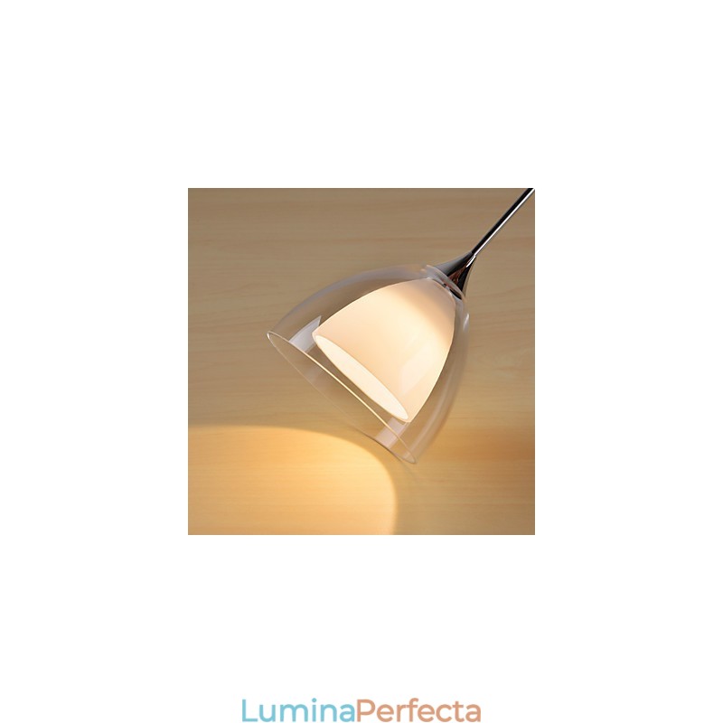 1 lumină suspendată cu două straturi, sticlă transparentă, crom lustruit