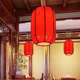 Archaize Piele de oaie Red Lanterns Verandă Droplight Lampă Lumină