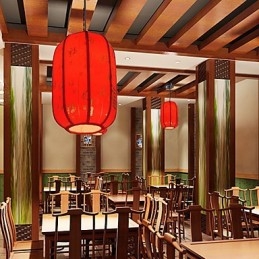 Archaize Piele de oaie Red Lanterns Verandă Droplight Lampă Lumină