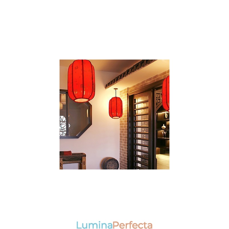Archaize Piele de oaie Red Lanterns Verandă Droplight Lampă Lumină