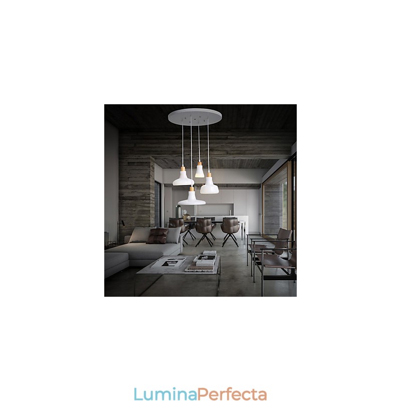 Pandantiv cu 4 lumini caracteristice creative cu abajur din fier