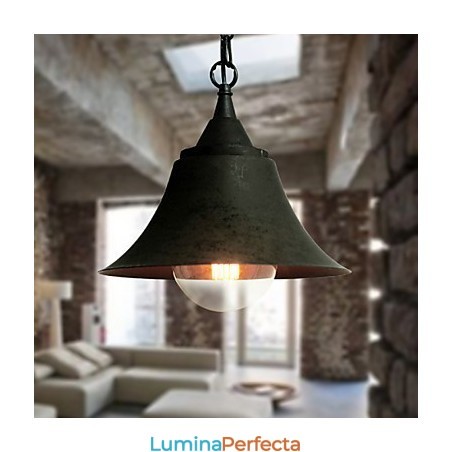 Lampă de suspendare din metal în formă de clopot, negru mat, vintage mediu Lampă de suspendare din metal în formă de clopot, negru mat, vintage mediu
