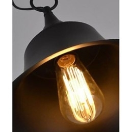 Lampă de suspendare din metal în formă de clopot, negru mat, vintage mediu