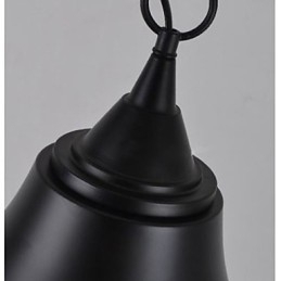 Lampă de suspendare din metal în formă de clopot, negru mat, vintage mediu