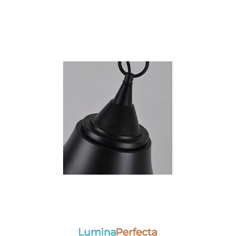 Lampă de suspendare din metal în formă de clopot, negru mat, vintage mediu