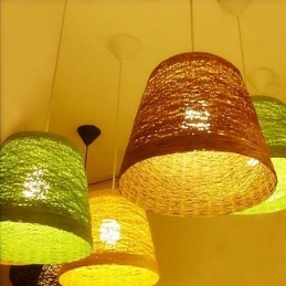 Lampă modernă din ratan, cu un singur cap, țesut cu artă Cany