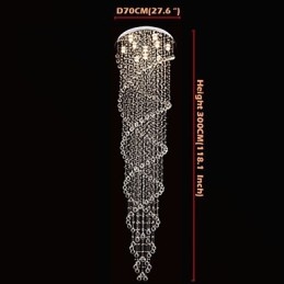 Lumini pentru candelabru de tavan Corpuri de iluminat cu cristal K9 spirală dublă D70CM H300CM