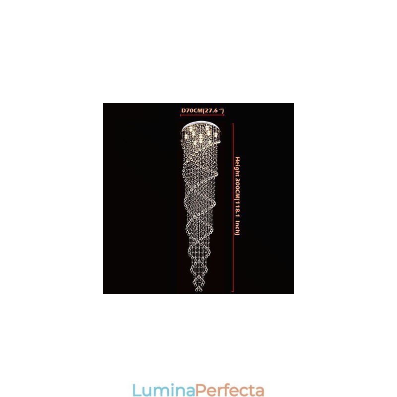 Lumini pentru candelabru de tavan Corpuri de iluminat cu cristal K9 spirală dublă D70CM H300CM