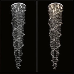 Lumini pentru candelabru de tavan Corpuri de iluminat cu cristal K9 spirală dublă D70CM H300CM