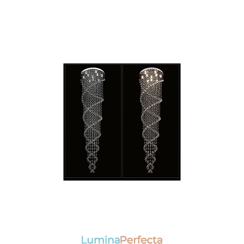 Lumini pentru candelabru de tavan Corpuri de iluminat cu cristal K9 spirală dublă D70CM H300CM